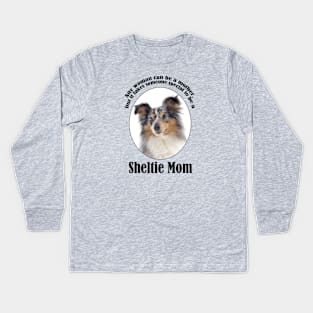 Blue Merle Sheltie Mom Kids Long Sleeve T-Shirt